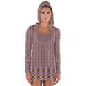 Ornate Oval  Pattern Yellow Blue Long Sleeve Hooded T-shirt View1