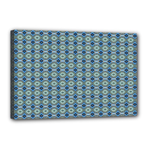 Ornate Oval  Pattern Blue Orange Canvas 18  X 12  (stretched) by BrightVibesDesign