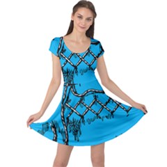 Cross-stitched Cap Sleeve Dress by WensdaiAmbrose