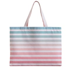 Horizontal Pinstripes In Soft Colors Zipper Mini Tote Bag by shawlin