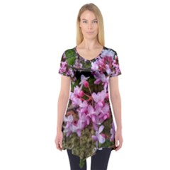 Redbud In April Short Sleeve Tunic  by Riverwoman