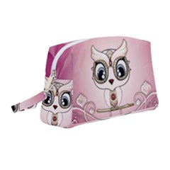 Cute Little Owl With Hearts Wristlet Pouch Bag (medium) by FantasyWorld7