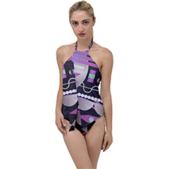 Background Abstract Geometric Go With The Flow One Piece Swimsuit by Nexatart