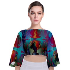 Background Sci Fi Fantasy Colorful Tie Back Butterfly Sleeve Chiffon Top by Nexatart