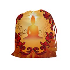 Buddah With Light Effect Drawstring Pouch (xl) by FantasyWorld7