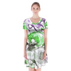 Horse Animal World Green Short Sleeve V-neck Flare Dress by BangZart
