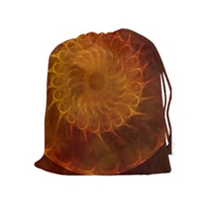 Orange Warm Hues Fractal Chaos Drawstring Pouch (xl) by Pakrebo