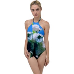 Blue Snowball Branch Go With The Flow One Piece Swimsuit by okhismakingart