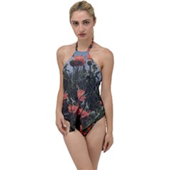 Faded Poppy Field  Go With The Flow One Piece Swimsuit by okhismakingart