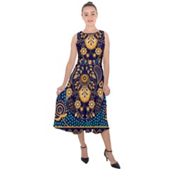 African Pattern Midi Tie-back Chiffon Dress by Sobalvarro