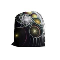 Fractal Bulbs Fantasy Curve Drawstring Pouch (large) by Pakrebo