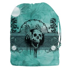 Awesome Skull With Wings Drawstring Pouch (xxxl) by FantasyWorld7