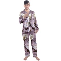 Peach Blossom Seamless Pattern Vector Men s Satin Pajamas Long Pants Set by Sobalvarro