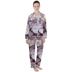 Peach Blossom Seamless Pattern Vector Satin Long Sleeve Pyjamas Set by Sobalvarro