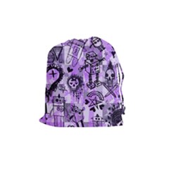 Purple Scene Kid Sketches Drawstring Pouch (medium) by ArtistRoseanneJones