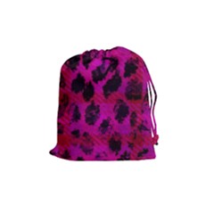 Pink Leopard Drawstring Pouch (medium) by ArtistRoseanneJones