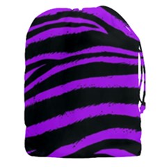 Purple Zebra Drawstring Pouch (xxxl) by ArtistRoseanneJones