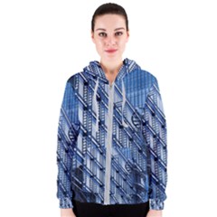 Abstract Architecture Azure Women s Zipper Hoodie by Pakrebo