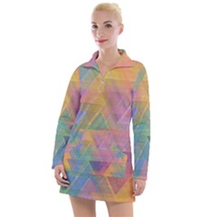 Triangle Pattern Mosaic Shape Women s Long Sleeve Casual Dress by Pakrebo