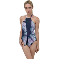 Color Acrylic Paint Art Painting Go With The Flow One Piece Swimsuit by Pakrebo