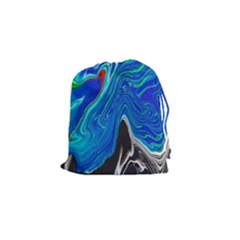 Paint Acrylic Paint Art Colorful Blue Drawstring Pouch (small) by Pakrebo