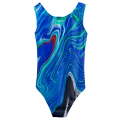 Paint Acrylic Paint Art Colorful Blue Kids  Cut-out Back One Piece Swimsuit by Pakrebo