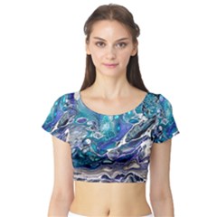 Paint Acrylic Paint Art Colorful Short Sleeve Crop Top by Pakrebo