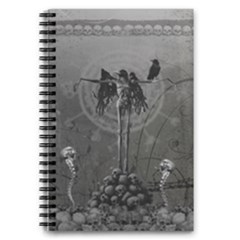 Awesome Crow Skeleton With Skulls 5 5  X 8 5  Notebook by FantasyWorld7