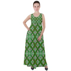 Symmetry Digital Art Pattern Green Empire Waist Velour Maxi Dress by Pakrebo
