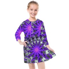 Fractal Rendering Digital Art Kids  Quarter Sleeve Shirt Dress by Pakrebo