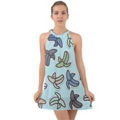 Bananas Repetition Repeat Pattern Halter Tie Back Chiffon Dress by Pakrebo