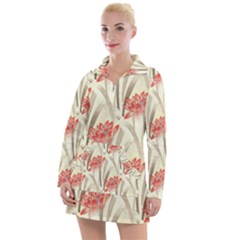 Flower Flora Leaf Wallpaper Women s Long Sleeve Casual Dress by Pakrebo