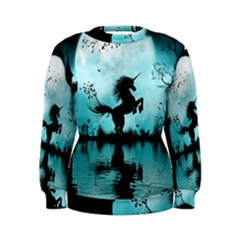 Wonderful Unicorn Silhouette In The Night Women s Sweatshirt by FantasyWorld7
