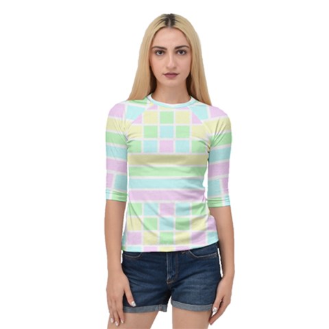 Geometric Pastel Quarter Sleeve Raglan Tee by Bajindul