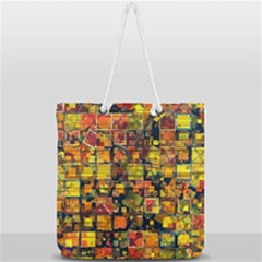 Color Abstract Artifact Pixel Full Print Rope Handle Tote (large) by Pakrebo