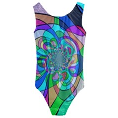 Retro Wave Background Pattern Kids  Cut-out Back One Piece Swimsuit by Pakrebo
