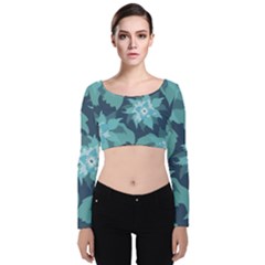 Graphic Design Wallpaper Abstract Velvet Long Sleeve Crop Top by Pakrebo