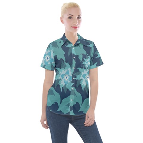 Graphic Design Wallpaper Abstract Women s Short Sleeve Pocket Shirt by Pakrebo