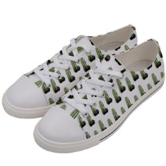 Cactus White Pattern Women s Low Top Canvas Sneakers by snowwhitegirl