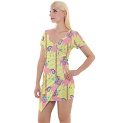 Unicorn Carousel Short Sleeve Asymmetric Mini Dress by VeataAtticus