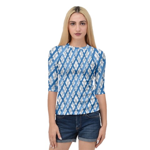 Geometric Overlay Blue Quarter Sleeve Raglan Tee by Bajindul