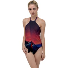 Matterhorn Switzerland Fantasy Aurora Go With The Flow One Piece Swimsuit by Pakrebo