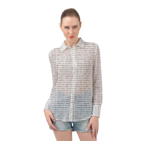 Binary Background Long Sleeve Chiffon Shirt by Bajindul
