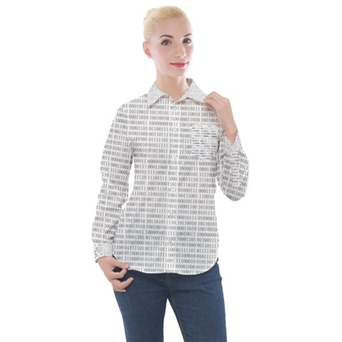 Binary Background Women s Long Sleeve Pocket Shirt by Bajindul