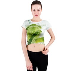 Lime Club Soda Drink Cocktail Crew Neck Crop Top by Pakrebo