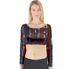 Architecture Color Colour Windows Long Sleeve Crop Top by Pakrebo