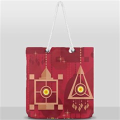 Background Objects Stylized Full Print Rope Handle Tote (large) by Pakrebo