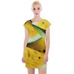 Sliced Watermelon Lot Cap Sleeve Bodycon Dress by Pakrebo