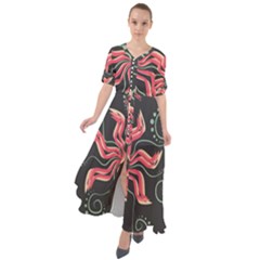 Flower Abstract Waist Tie Boho Maxi Dress by HermanTelo