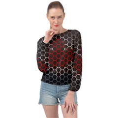 Canada Flag Hexagon Banded Bottom Chiffon Top by HermanTelo